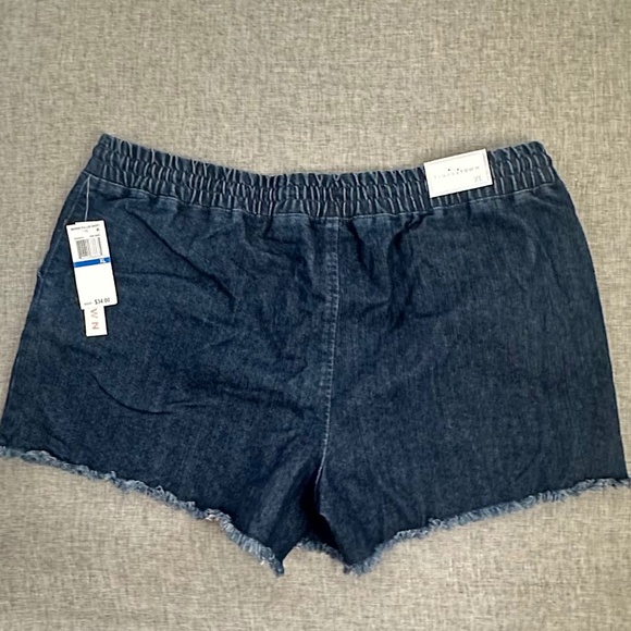 NEW! Tinseltown Booty Mini Shorts XL Fringe Blue Jean Drawstring Elastic waist - Picture 8 of 11